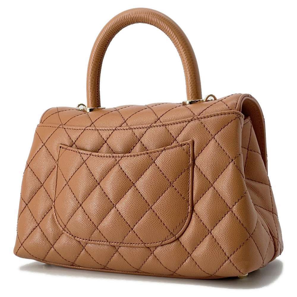 Chanel Shoulder 2way Caviar Lizard Handle Mini Matelasse Coco Bag
